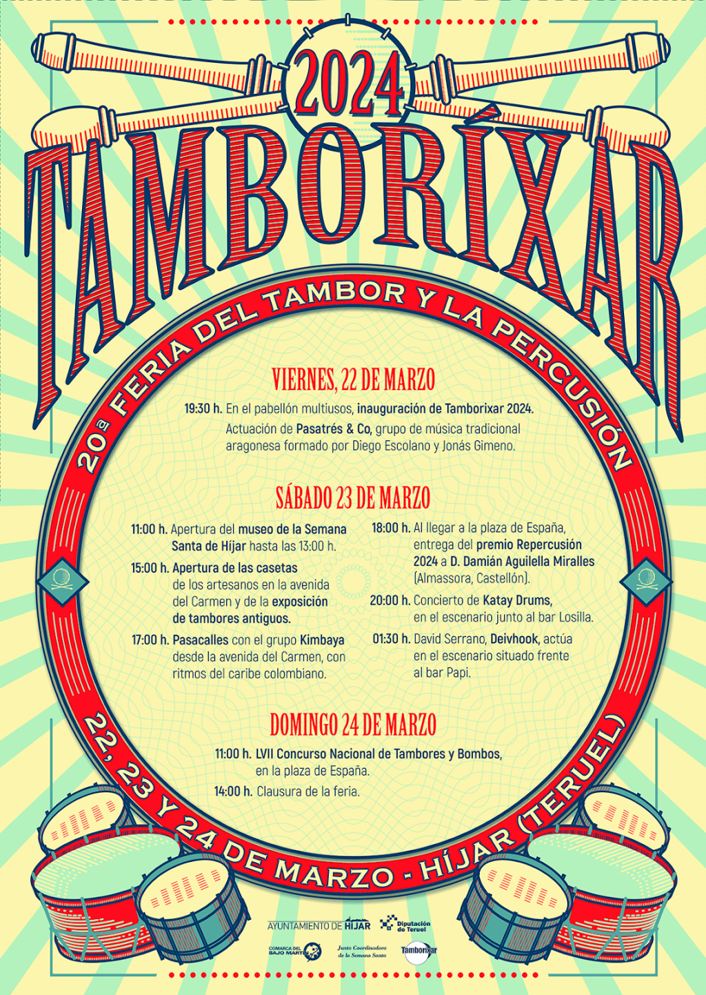 XX Feria del Tambor y la Percusión: TAMBORÍXAR 2024 (22, 23 y 24 de marzo de 2024).